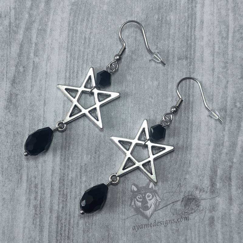 Pentagram Teardrop Ohrhänger Aus Edelstahl Pentagram Teardrop Ohrhänger Aus Edelstahl von AyameDesigns