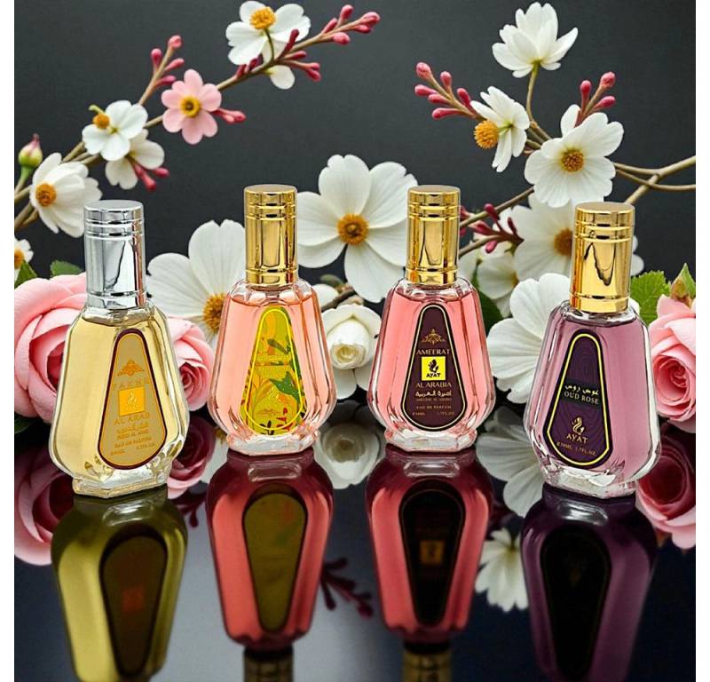 Ayat Perfumes Eau de Parfum Ayat Parfum 50ml Ameerat Al Arabia, Oud Rose Le Jasmine Eau de Parfum Ayat Perfumes Eau de Parfum Ayat Parfum 50ml Ameerat Al Arabia, Oud Rose Le Jasmine Eau de Parfum von Ayat Perfumes