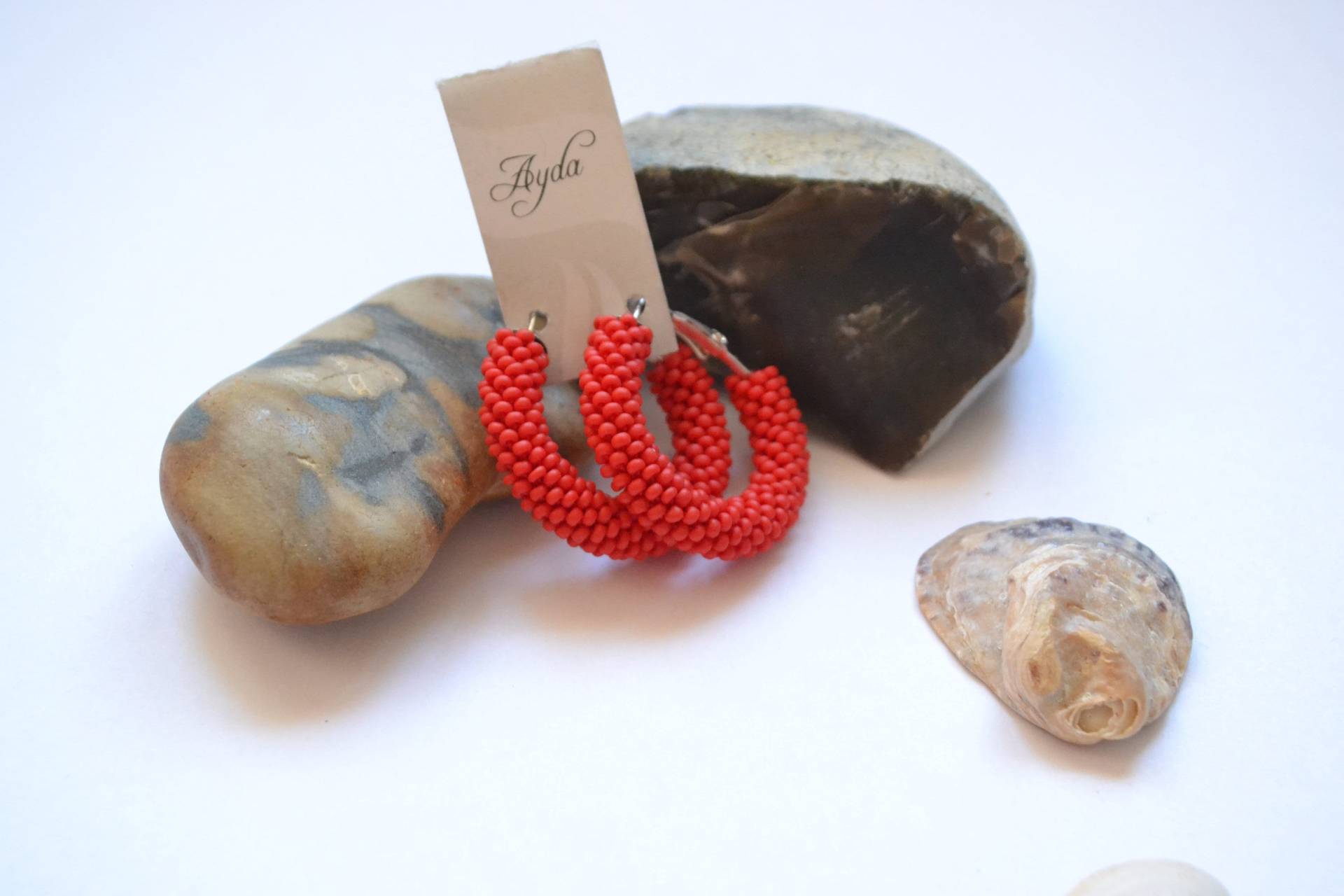 Rote Perlen Creolen, Freundin Schmuck Für Frau, Große Rote Beliebte Ohrringe, Alltägliche Ohrringe von AydaCraft