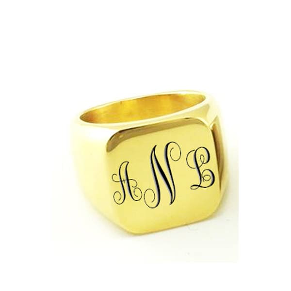 Ausgefallener Siegelring Mit Monogramm Lasergravur Gold Silber Schwarz Ausgefallener Siegelring Mit Monogramm Lasergravur Gold Silber Schwarz von AydinsJewelry