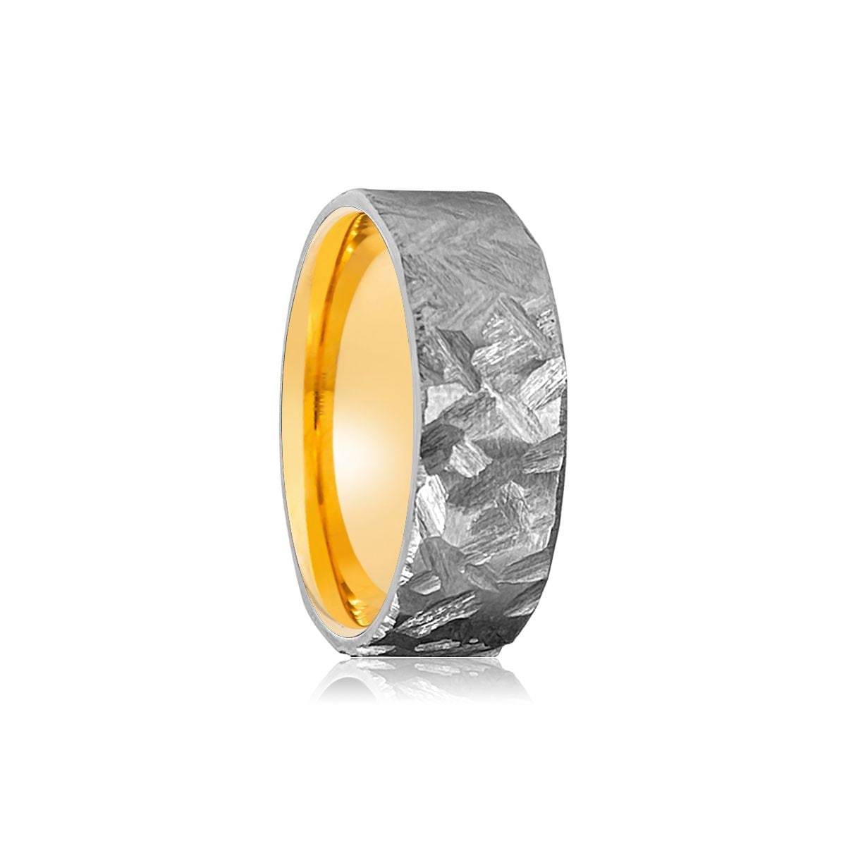 Fink | Gehämmerter Titanring Gold, Titanband, Herren Titan Ehering, Gehämmerter Leicht, Personalisierter Ring von AydinsJewelry