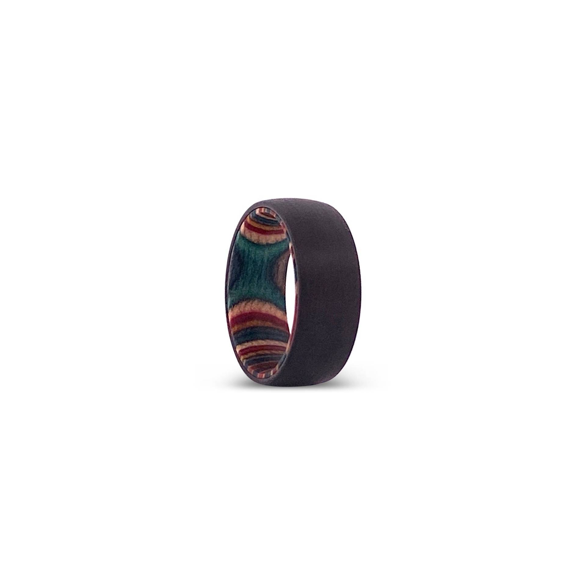 Multicolor Box Holunder | Wolfram Ring Herren Ehering Schwarzer Hartmetall Holz Geschenk Für Ihn von AydinsJewelry