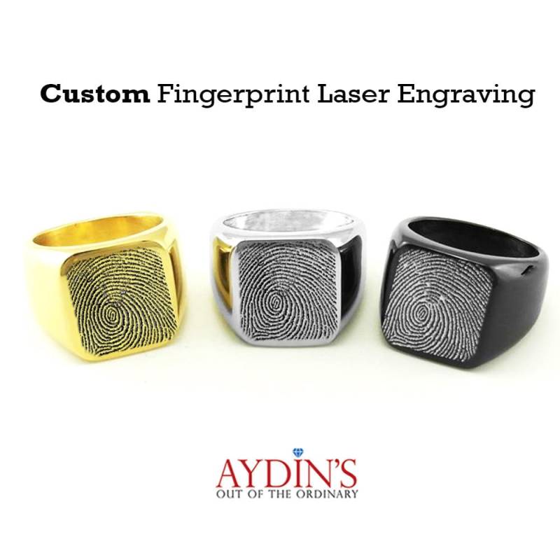 Siegelring - Fingerabdruckring Lasergravur Gold Silberner Schwarzer von AydinsJewelry