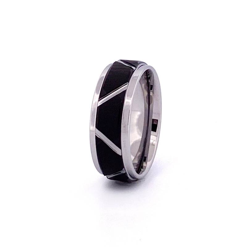 Wolfram Herren Trauring | Ring Silber Band Armband Schwarz Hartmetall Ehering von AydinsJewelry