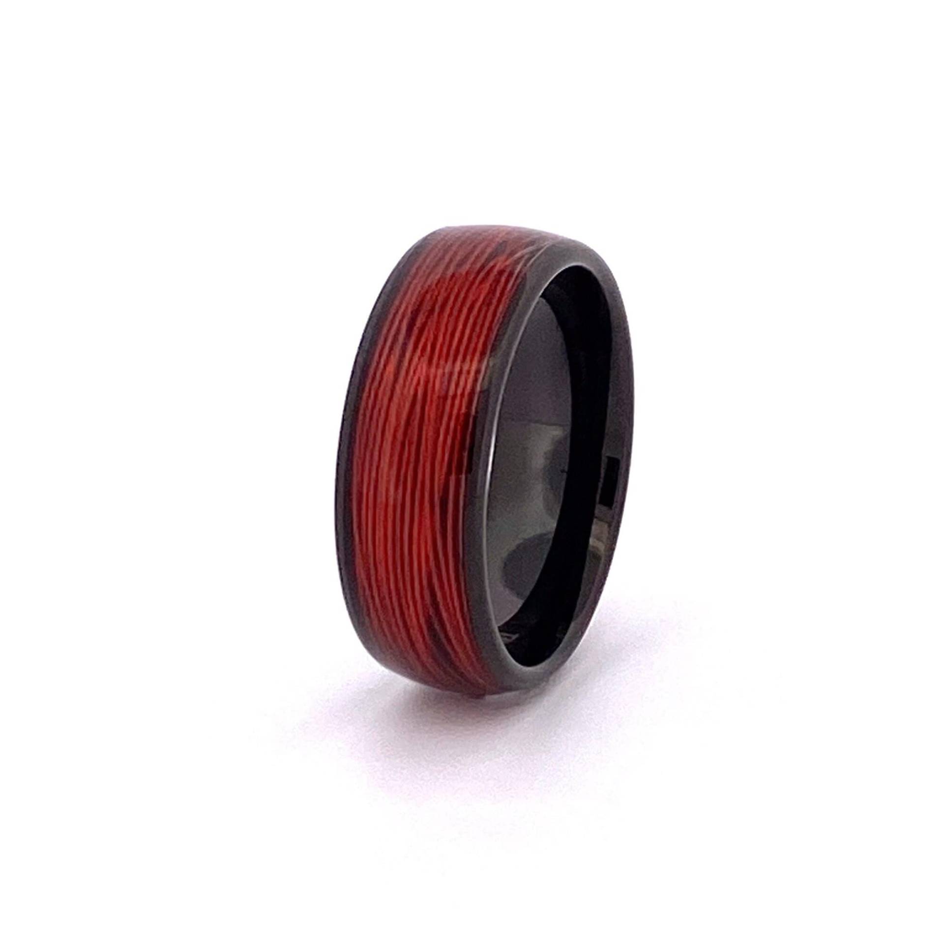 Wolfram Ring Rot | Herren Ehering Hartmetall Personalisierte Band von AydinsJewelry