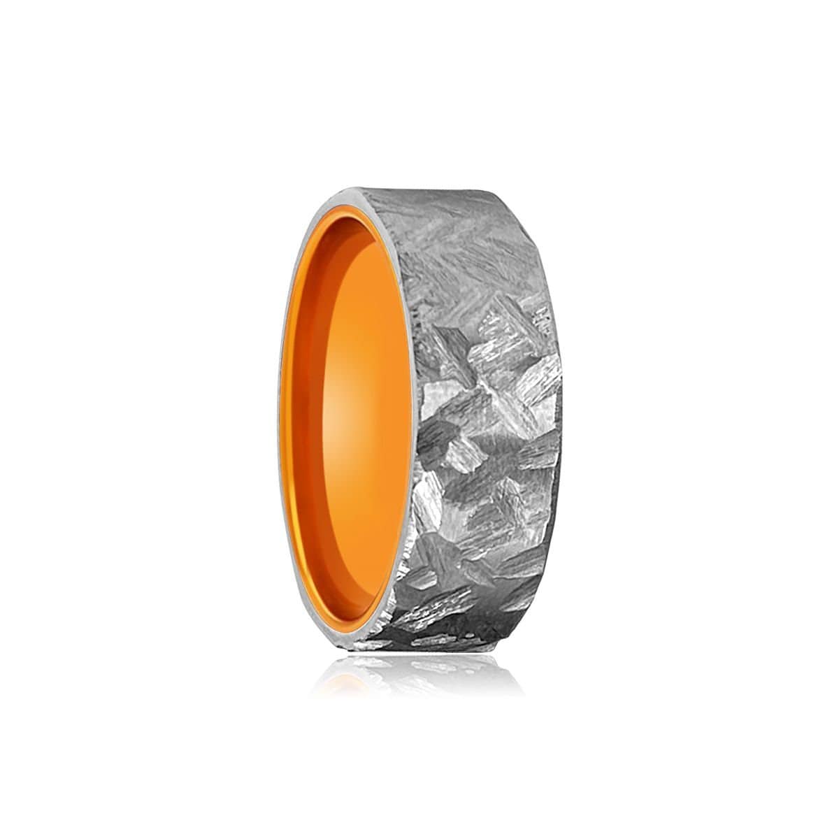 Zitronen | Titanring Orange Innen, Titanband Herren Titan Ehering, Gehämmert Ring Leicht, Personalisierte von AydinsJewelry