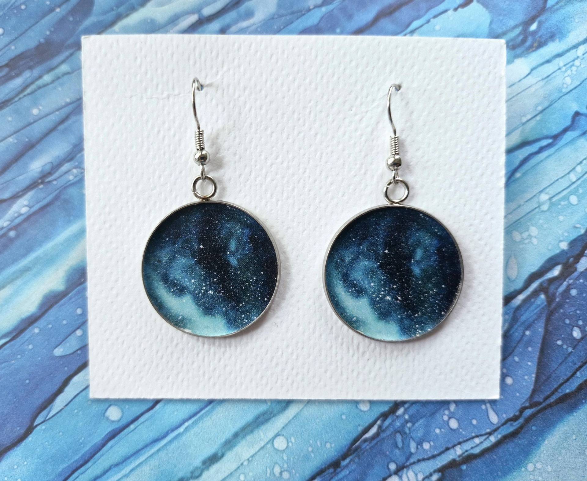 Galaxy Tropfen Ohrringe Handgefertigte Aquarell Kunstdruck Schmuck Galaxy Tropfen Ohrringe Handgefertigte Aquarell Kunstdruck Schmuck von AydraArt