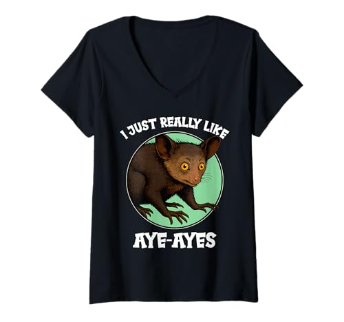 Damen Aye-Ayes Aye-Aye T-Shirt mit V-Ausschnitt von Aye-Ayes Aye-Aye Tier Shop