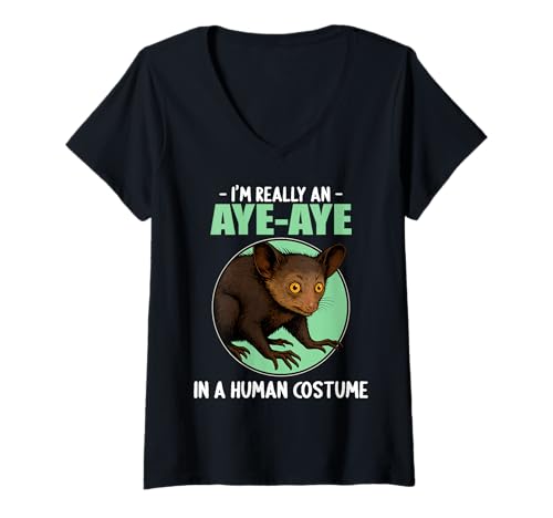 Damen Aye-Ayes Aye-Aye T-Shirt mit V-Ausschnitt von Aye-Ayes Aye-Aye Tier Shop
