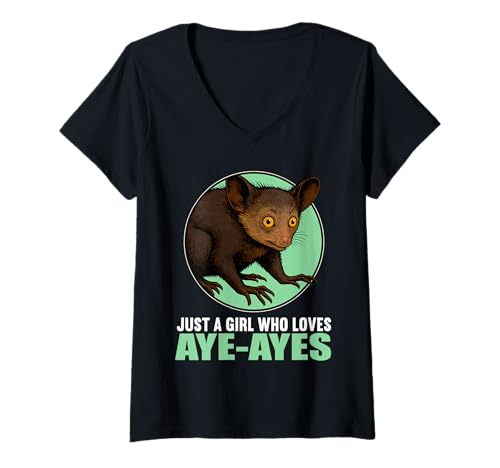 Damen Aye-Ayes Aye-Aye T-Shirt mit V-Ausschnitt von Aye-Ayes Aye-Aye Tier Shop