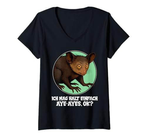 Damen Aye-Ayes Aye-Aye T-Shirt mit V-Ausschnitt von Aye-Ayes Aye-Aye Tier Shop