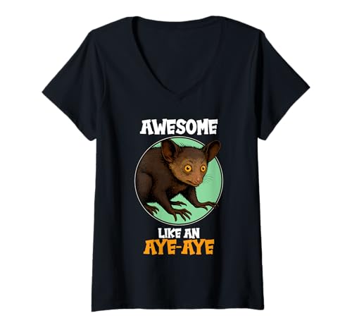 Damen Aye-Ayes Aye-Aye T-Shirt mit V-Ausschnitt von Aye-Ayes Aye-Aye Tier Shop