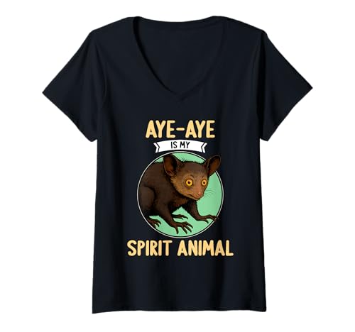 Damen Aye-Ayes Aye-Aye T-Shirt mit V-Ausschnitt von Aye-Ayes Aye-Aye Tier Shop