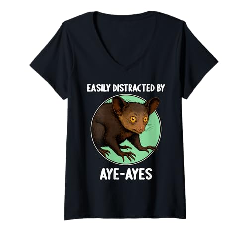 Damen Aye-Ayes Aye-Aye T-Shirt mit V-Ausschnitt von Aye-Ayes Aye-Aye Tier Shop
