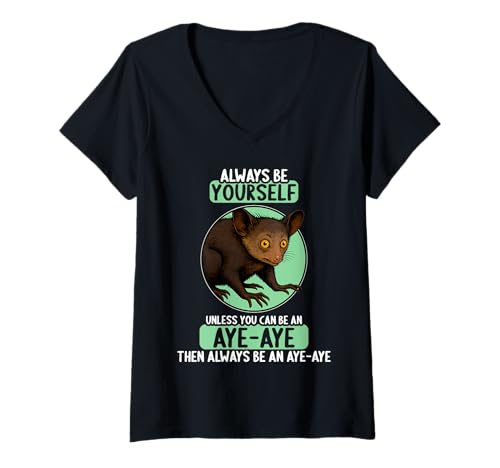 Damen Aye-Ayes Aye-Aye T-Shirt mit V-Ausschnitt von Aye-Ayes Aye-Aye Tier Shop