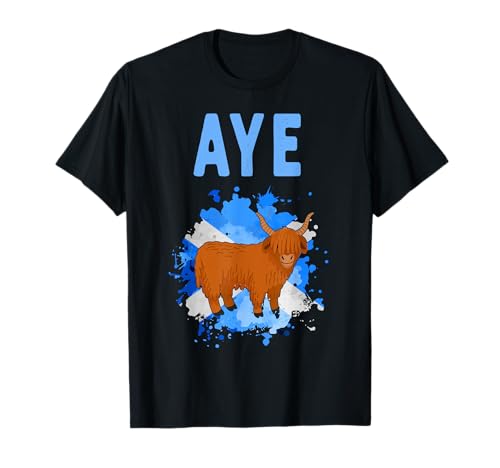 Aye Schottland Highland Cow Idee für Damen & Aye Schottische Flagge T-Shirt Aye Schottland Highland Cow Idee für Damen & Aye Schottische Flagge T-Shirt von Aye Scotland Design & Highland Cow Ideas For Kids