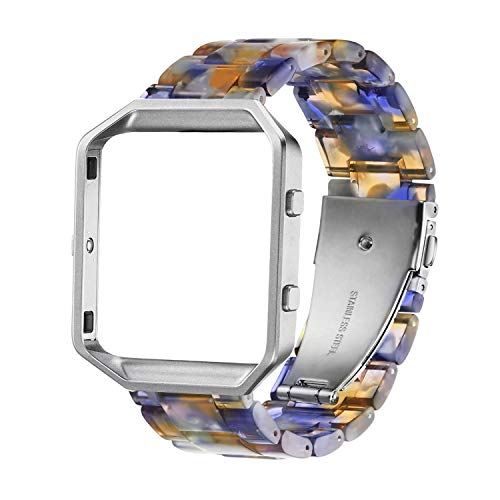 Ayeger Armband aus Kunstharz, kompatibel mit Fitbit Blaze, für Damen und Herren, Metallrahmengehäuse + Harz-Zubehörband, Armband für Fitbit Blaze Smartwatch Fitness (blau) von Ayeger