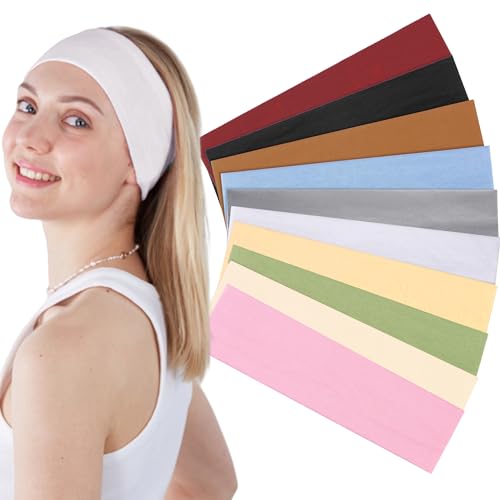 Ayesha 10 Stück Stirnbänder für Frauen, Sport-Stirnbänder, breite Haarbänder, rutschfest, dehnbare Stirnbänder für Yoga, Sport, Workout, Fitness, Haarschmuck für Frauen von Ayesha