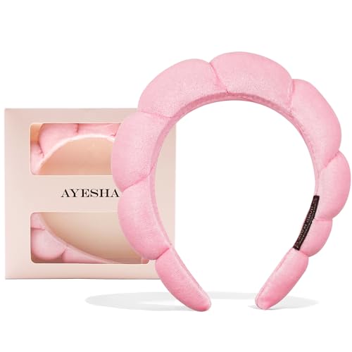 Ayesha Spa-Stirnband für Frauen Schwamm Stirnband zum Waschen Gesicht Wolken Weiches Haarband Make-up Stirnbänder für Frauen Mädchen Dusche Make-up Hautpflege Rosa von Ayesha