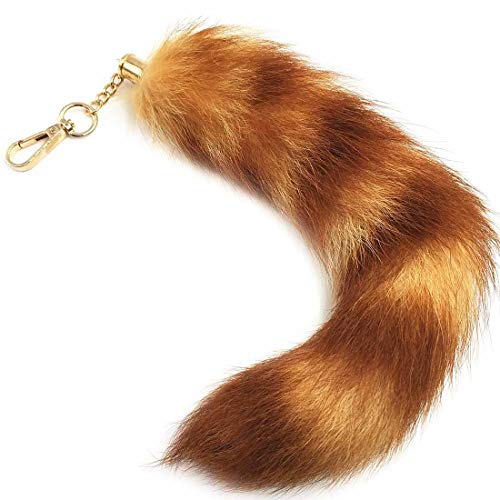 Ayetan Fuchsschwanz Anhänger 28cm Gold Schwanz Keychain Extra Groß Schlüsselring Tasche Zusätze Auto Schlüsselketten Anhänger Weich Flaumig Dicht Dekoration Natürliche Farben von Ayetan