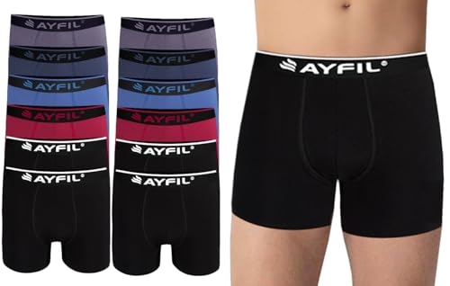 Ayfil Boxershorts Herren Unterhosen Männer Unterwäsche Men Bio Baumwolle 12er Pack Mix Farben K7012 (K7012, DE/NL/SE/PL, Alphanumerisch, XXL, Regular, Regular) von Ayfil