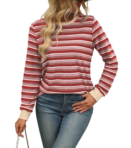 Damen-Langarm-Shirt, Herbst 2024, lässig, modisch, Herbst-Outfits, Blusen, Kleidung, Burgunder, XX-Large Damen-Langarm-Shirt, Herbst 2024, lässig, modisch, Herbst-Outfits, Blusen, Kleidung, Burgunder, XX-Large von Aygience