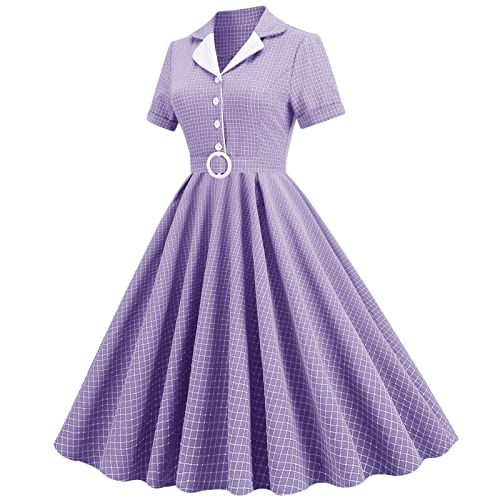 Ayhuang Kleider Damen Sommer Lang Kleider Sommer Knielang Cocktailkleid Festlich Dam Sommer Kleider Damen Kleider Elegant Weißes Kleid Mädchen Kleid Pink Kleid Weiss Purple M von Ayhuang