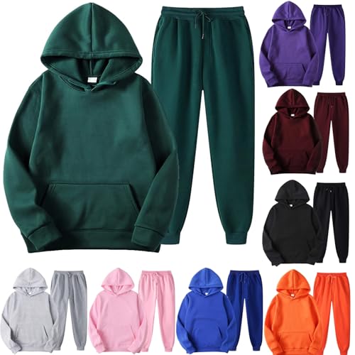 Ayhuang Trainingsanzug Unisex Lässiges Einfarbig Jogginganzug Langarm Stretch Sweatshirt & Jogginghose mit Taschen Freizeit Kapuzenpullover Leichte Klassisch Tracksuits Weich Bequem Activewear von Ayhuang