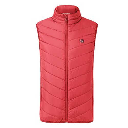 Ayhuang Unisex Beheizte Weste USB Winterjacke Warme Weste Herren und Damen Erhältlich Geeignet für die Jagd Outdoor Camping Skifahren Wandern Heizjacke Elektrische Daunen Heizweste (M, Rot) von Ayhuang