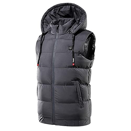 Ayhuang Upgrade Beheizte Weste USB Winterjacke für Herren Damen Wiederaufladbare Unisex Heizjacke Elektrische Daunen Heizweste 9 Heizzonen Heizung Weste mit 3 Heizstufen Winterjacke (XXL, Grau) von Ayhuang