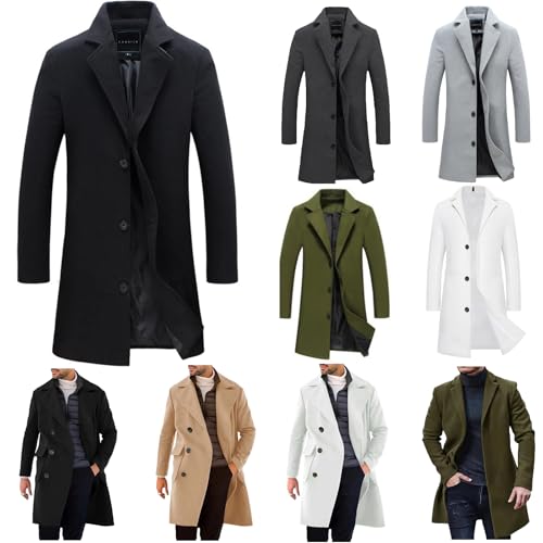 Mantel Herren Slim Fit Wollmantel Lang Elegant Trenchcoat Winter Warme Wintermantel Freizeit Mittellänge Herrenmantel Reverskragen Einfarbig Winterjacke Schlank Business Herbstmantel Mantel Herren Slim Fit Wollmantel Lang Elegant Trenchcoat Winter Warme Wintermantel Freizeit Mittellänge Herrenmantel Reverskragen Einfarbig Winterjacke Schlank Business Herbstmantel von Ayhuang