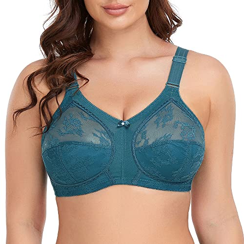 Ayigedu Damen-BH, Übergröße, Spitze, volle Abdeckung, fester Halt, nicht gepolstert, ohne Bügel, grün, 36 Ayigedu Damen-BH, Übergröße, Spitze, volle Abdeckung, fester Halt, nicht gepolstert, ohne Bügel, grün, 36 von Ayigedu