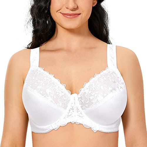 Ayigedu Damen-BH mit Bügel, Push-Up-BH, florale Spitze, Übergröße, nicht gepolsterter Komfort, für den Alltag, weiß, 115B von Ayigedu