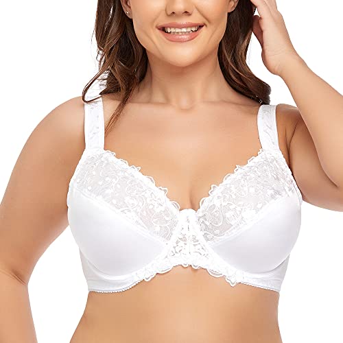 Damen Große Größen BH Bügel Ohne Polster Minimizer Sexy Spitze Vollschalen 115G von Ayigedu