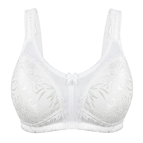 Ayigedu Damen Minimizer-BH in Übergröße, volle Abdeckung, bügelfrei, nicht gepolstert, bequem für den Alltag, White, 105C von Ayigedu