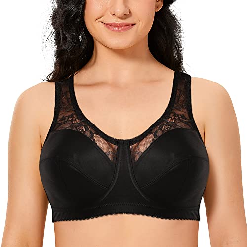 Ayigedu Damen Vollfigur Minimizer BHs Bügellos Übergröße Komfort nicht wattiert BH, Schwarz , 125A von Ayigedu