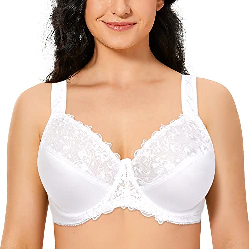 Ayigedu Damen Vollständige Abdeckung Bügel Push Up BH Floral Spitze Plus Size Nicht Gepolstert Komfort Alltag BH, weiß, 105E Ayigedu Damen Vollständige Abdeckung Bügel Push Up BH Floral Spitze Plus Size Nicht Gepolstert Komfort Alltag BH, weiß, 105E von Ayigedu