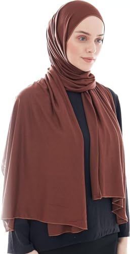 Ayisah Hijab Kopftuch Damen Muslimisch - Jersey Hijab 180x70cm - Moderne islamische Jersey Kopftücher für Damen - Türkische Premium Qualität - Dunkelbraun von Ayisah