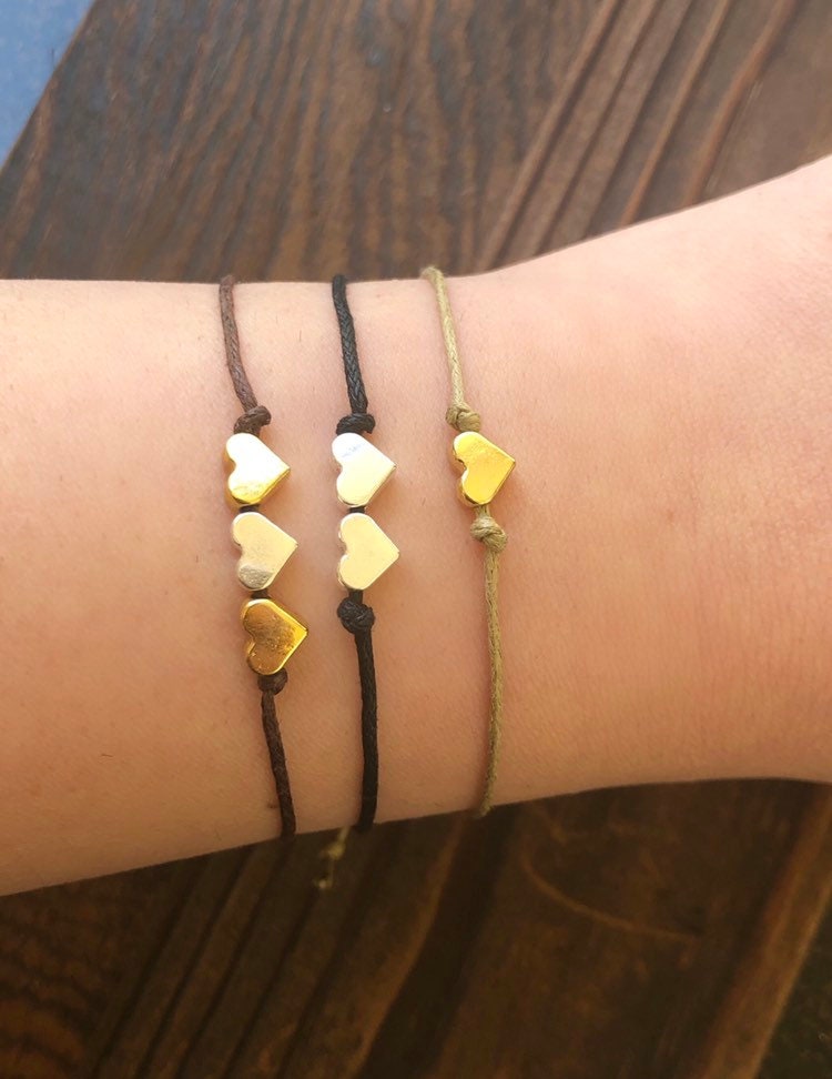 Herz Freundschaft Armband, Feines Armband, Passendes String Armband Für Den Besten Freund, Paar Armbänder, Set Mit 3 Herzen Herz Freundschaft Armband, Feines Armband, Passendes String Armband Für Den Besten Freund, Paar Armbänder, Set Mit 3 Herzen von AylaJewelries