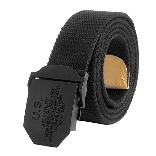 Ayliss® Militär Herren Stoffgürtel Leinwand Canvas Stoff Gürtel Jeansgürtel Belts(Schwarz, 140cm) von Ayliss