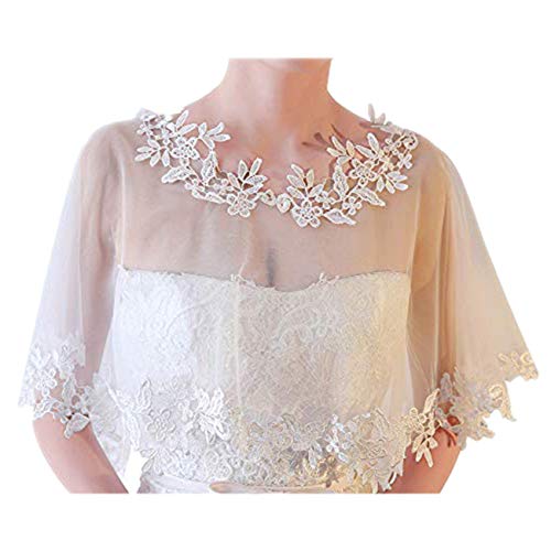 Ayliss Damen Spitzen-Hochzeitsschals Wickeltuch Brautschmuck bestickt Bolero Umhang Schulterabdeckung Up Abend Abschlussball Party Kleid - Wei� - Einheitsgröße von Ayliss