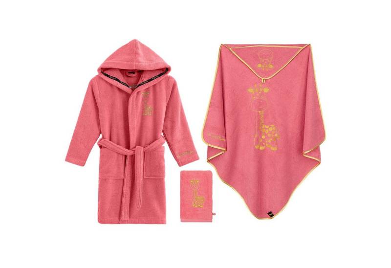 Aymando Babybademantel Kapuzenhandtuch Waschlappen Wellness Set Giraffe, Regular, 100% Baumwolle, Zero Twist Garn von Aymando