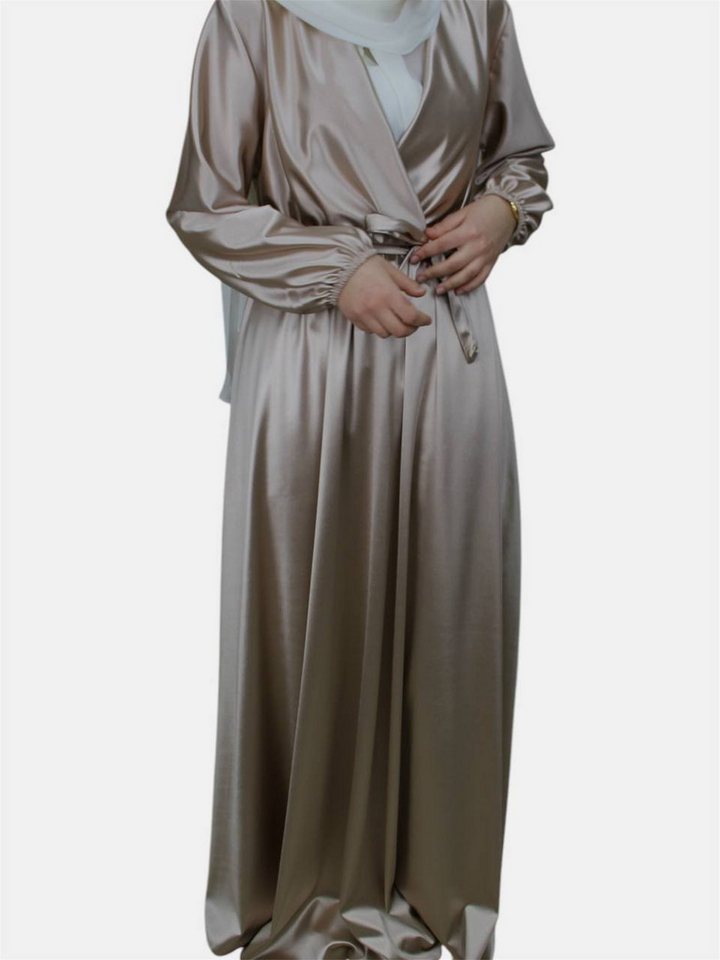 Aymasal Abendkleid langärmliges Maxikleid Damen Abaya Kleid Elfi Abiye Islam Modest Schimmernder DICKER Stoff, Gummizug an Ärmeln und Taille von Aymasal