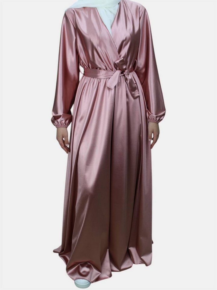 Aymasal Abendkleid langärmliges Maxikleid Damen Abaya Kleid Elfi Abiye Islam Modest Schimmernder DICKER Stoff, Gummizug an Ärmeln und Taille von Aymasal