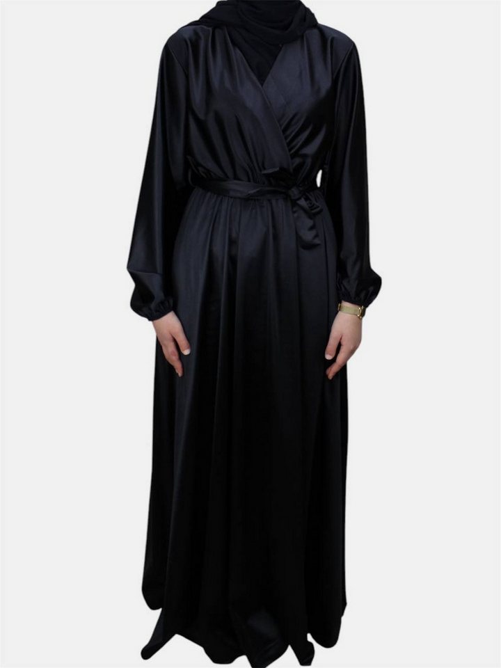 Aymasal Abendkleid langärmliges Maxikleid Damen Abaya Kleid Elfi Abiye Islam Modest Schimmernder DICKER Stoff, Gummizug an Ärmeln und Taille von Aymasal
