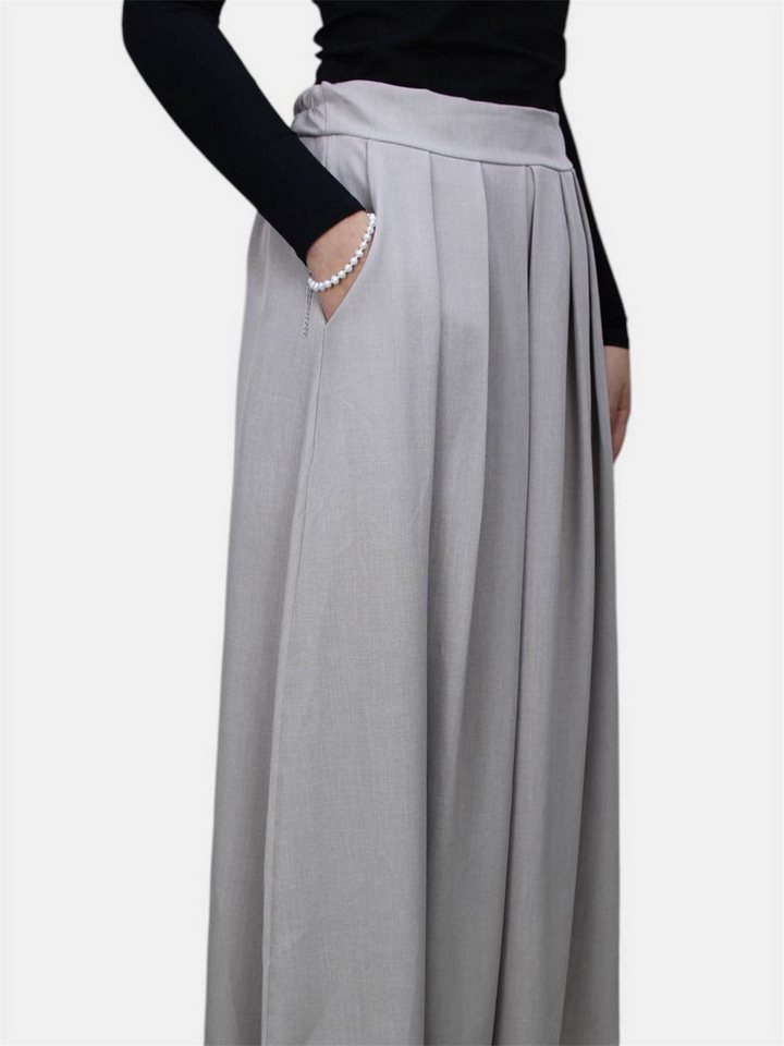 Aymasal Faltenrock Maxirock Rock Nadira mit Seitentaschen elastischer Bund Damen Praktische Seitentaschen! von Aymasal