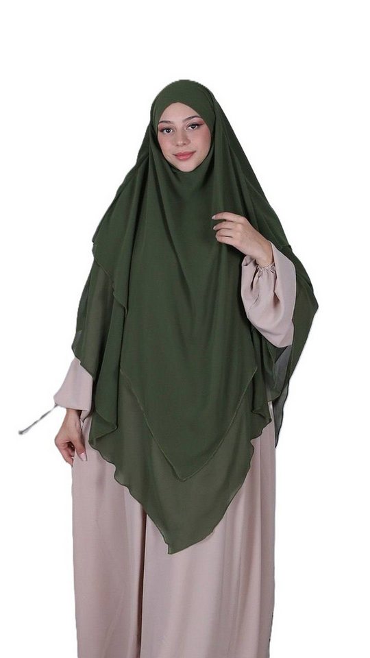 Aymasal Kopftuch Dreilagiger Khimar Chiffon Khumur Hijab Kopftuch Bedeckung locker von Aymasal