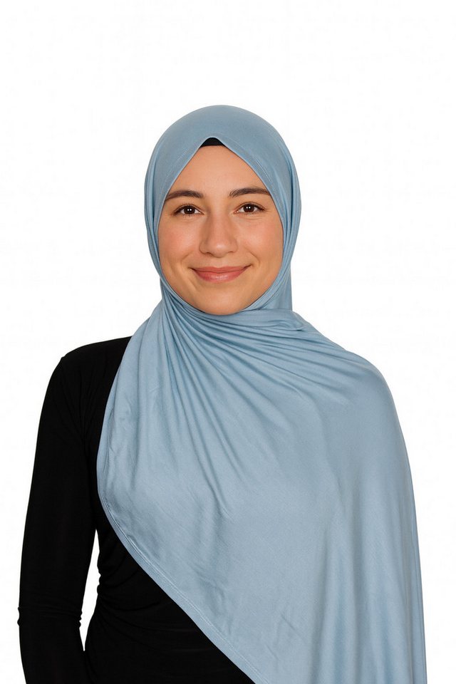 Aymasal Kopftuch Easy Jersey Hijab to-go Kopftuch Schal Himmelblau Extra lang 180x70 von Aymasal