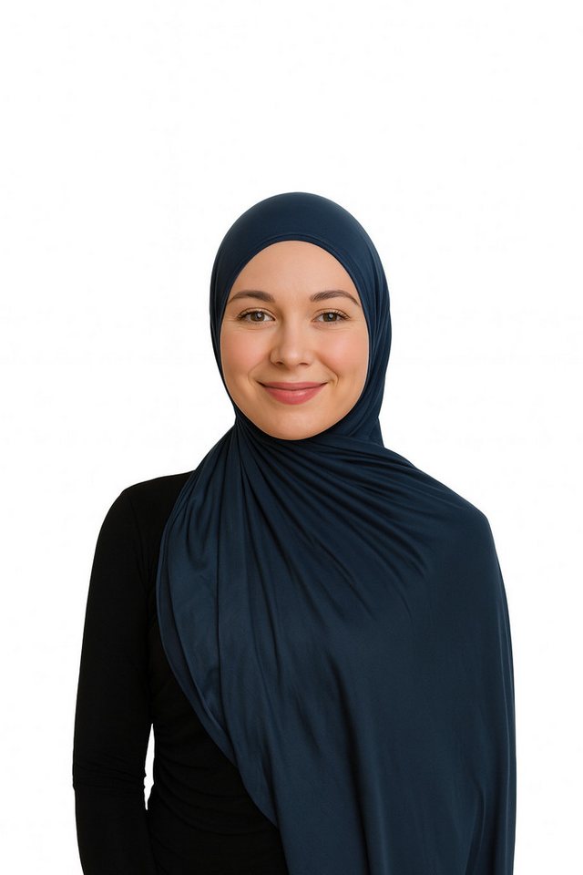 Aymasal Kopftuch Easy Jersey Hijab to-go Kopftuch Schal Marineblau Extra lang 180x70 von Aymasal
