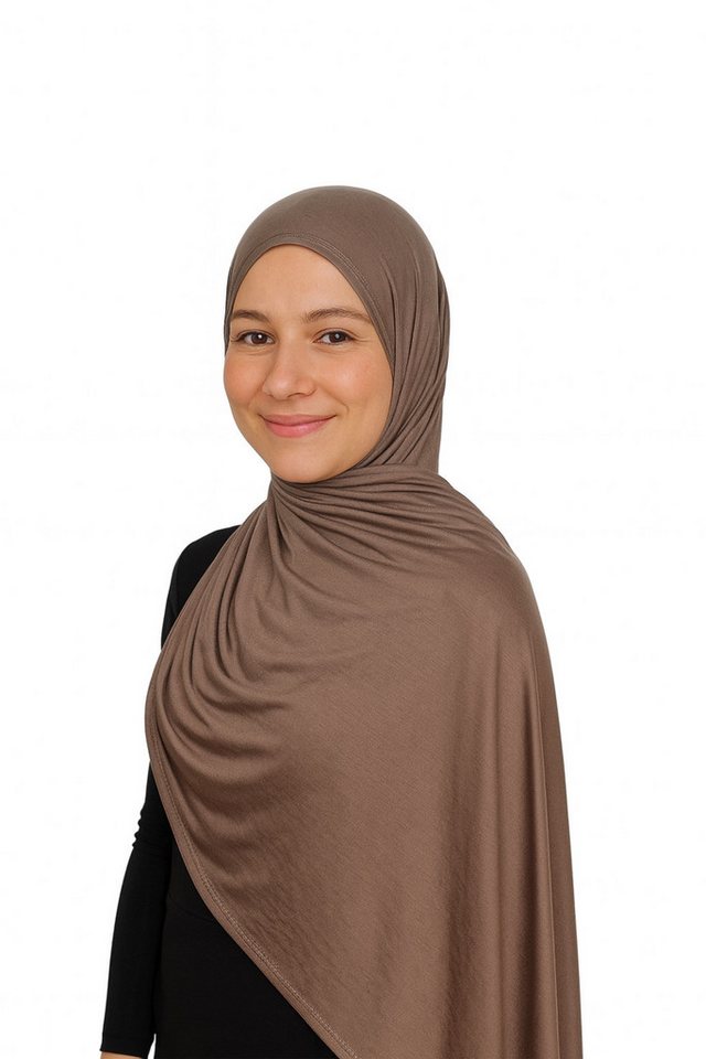 Aymasal Kopftuch Easy Jersey Hijab to-go Kopftuch Schal Mokka Extra lang 180x70 von Aymasal